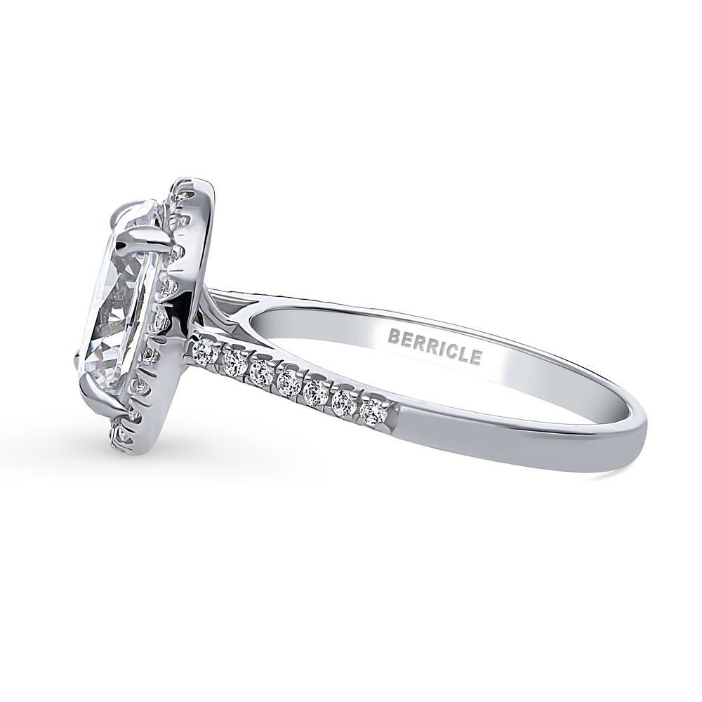 Halo Oval CZ Ring in Sterling Silver