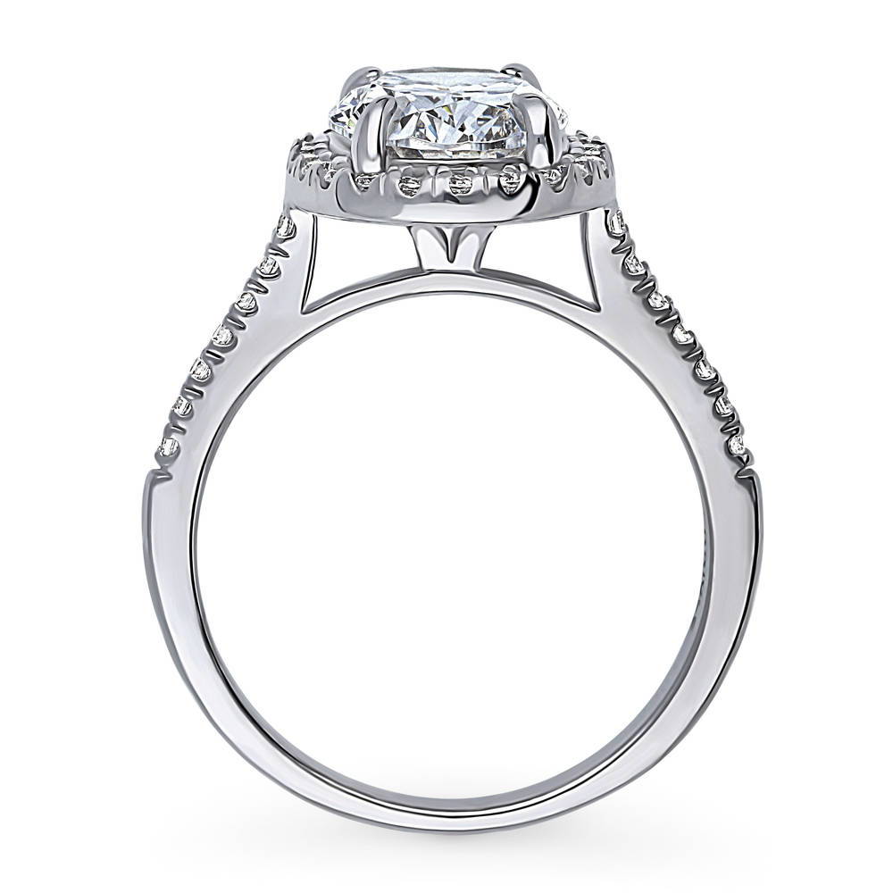 Alternate view of Halo Oval CZ Ring in Sterling Silver