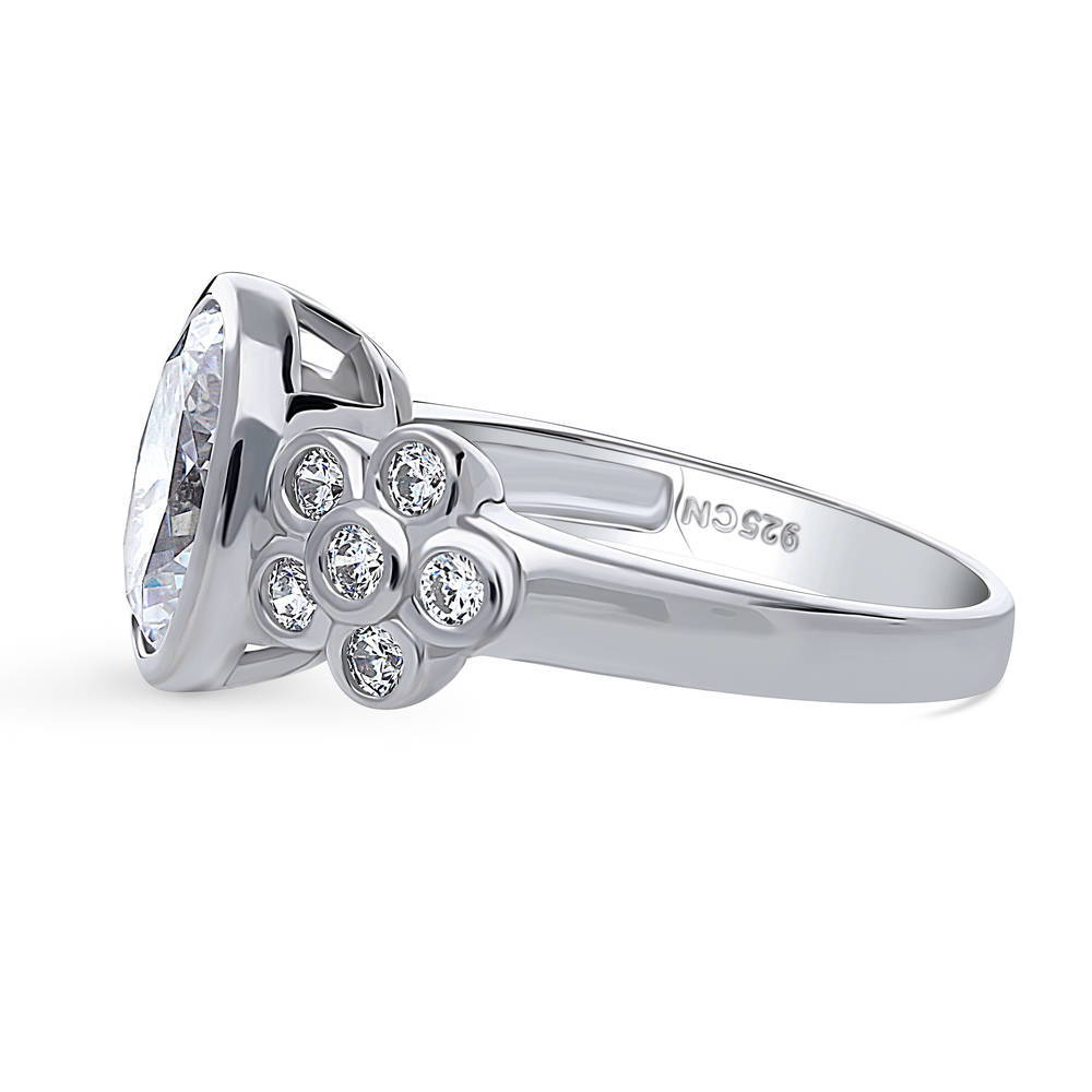 Flower Solitaire 2.5ct Bezel CZ Ring in Sterling Silver