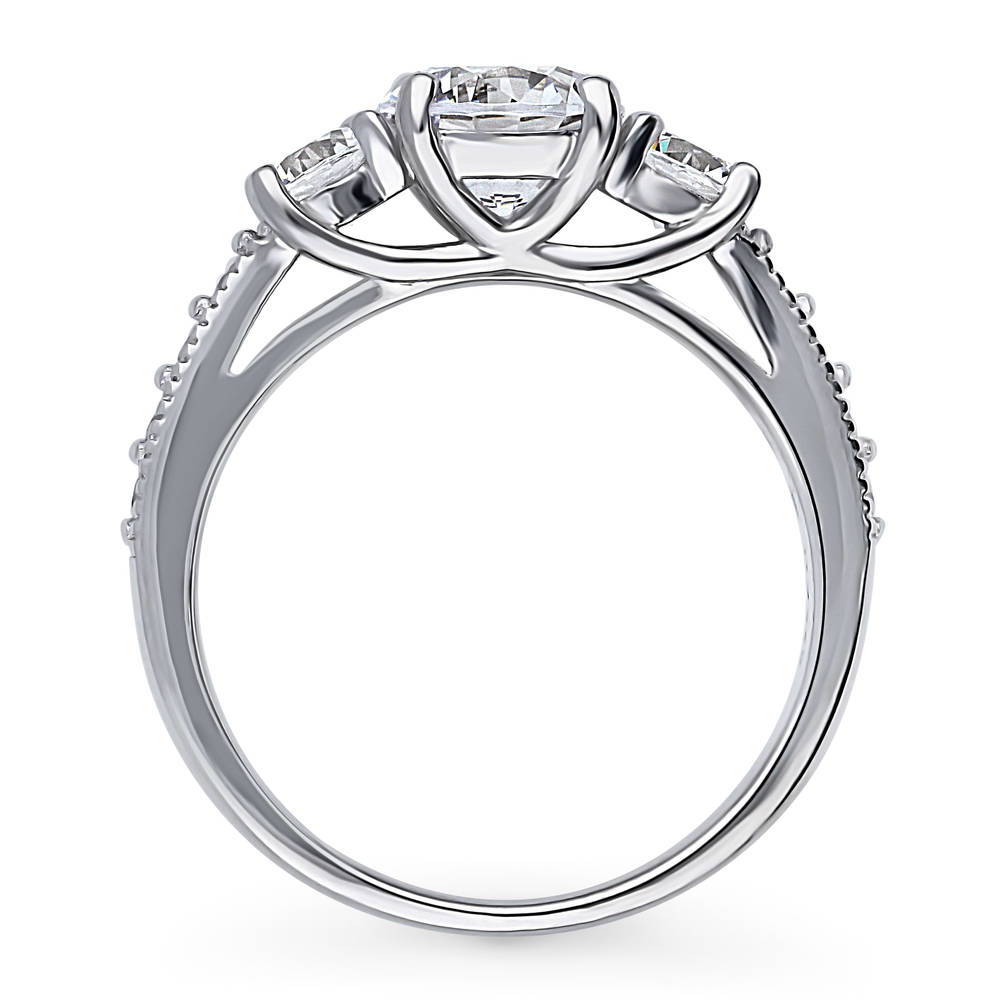 3-Stone Round CZ Ring in Sterling Silver