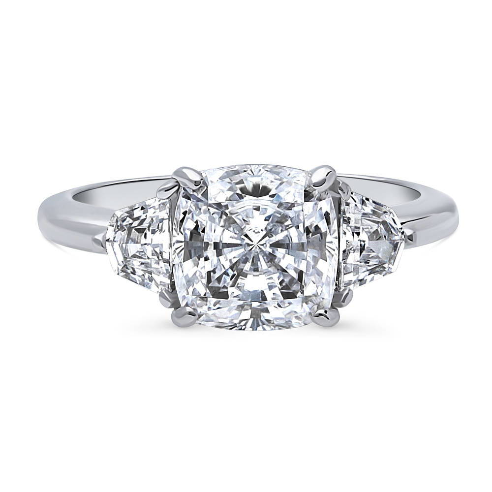 3-Stone Cushion CZ Ring in Sterling Silver, 1 of 5