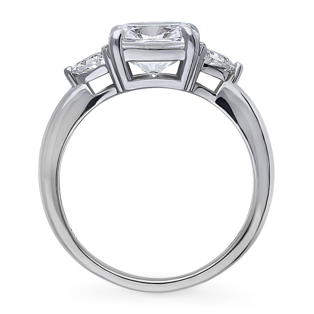 Alternate view of 3-Stone Cushion CZ Ring in Sterling Silver, 4 of 5