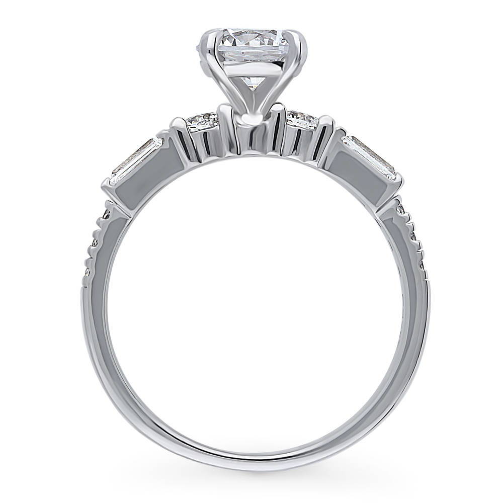 Alternate view of Solitaire Art Deco 1ct Round CZ Ring in Sterling Silver