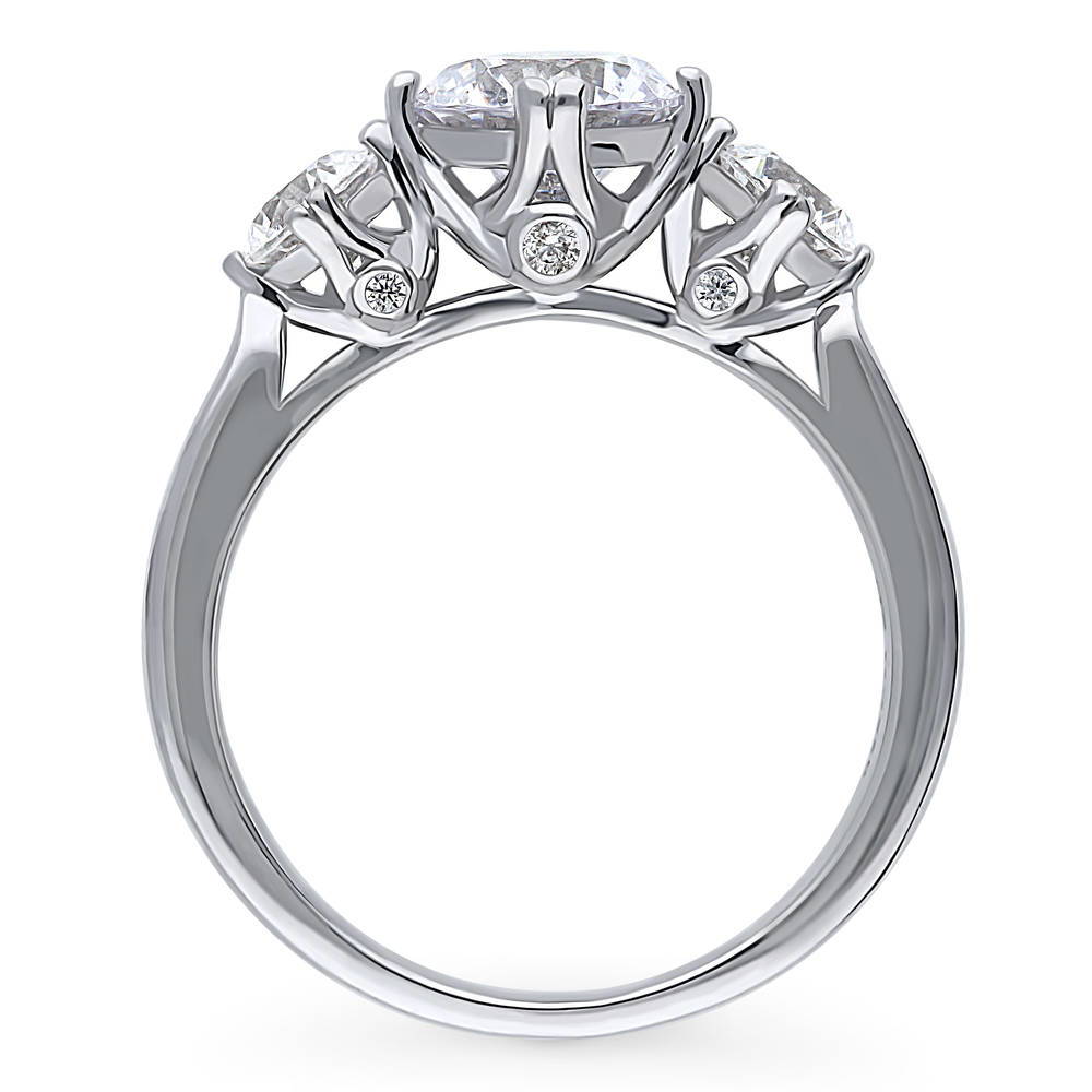 Alternate view of 3-Stone Round CZ Ring in Sterling Silver