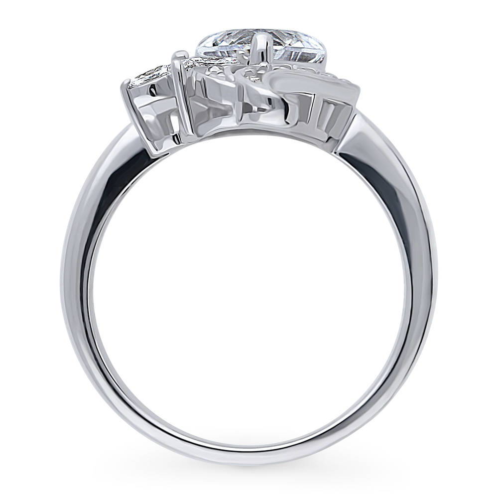 Alternate view of Heart Flower CZ Ring in Sterling Silver