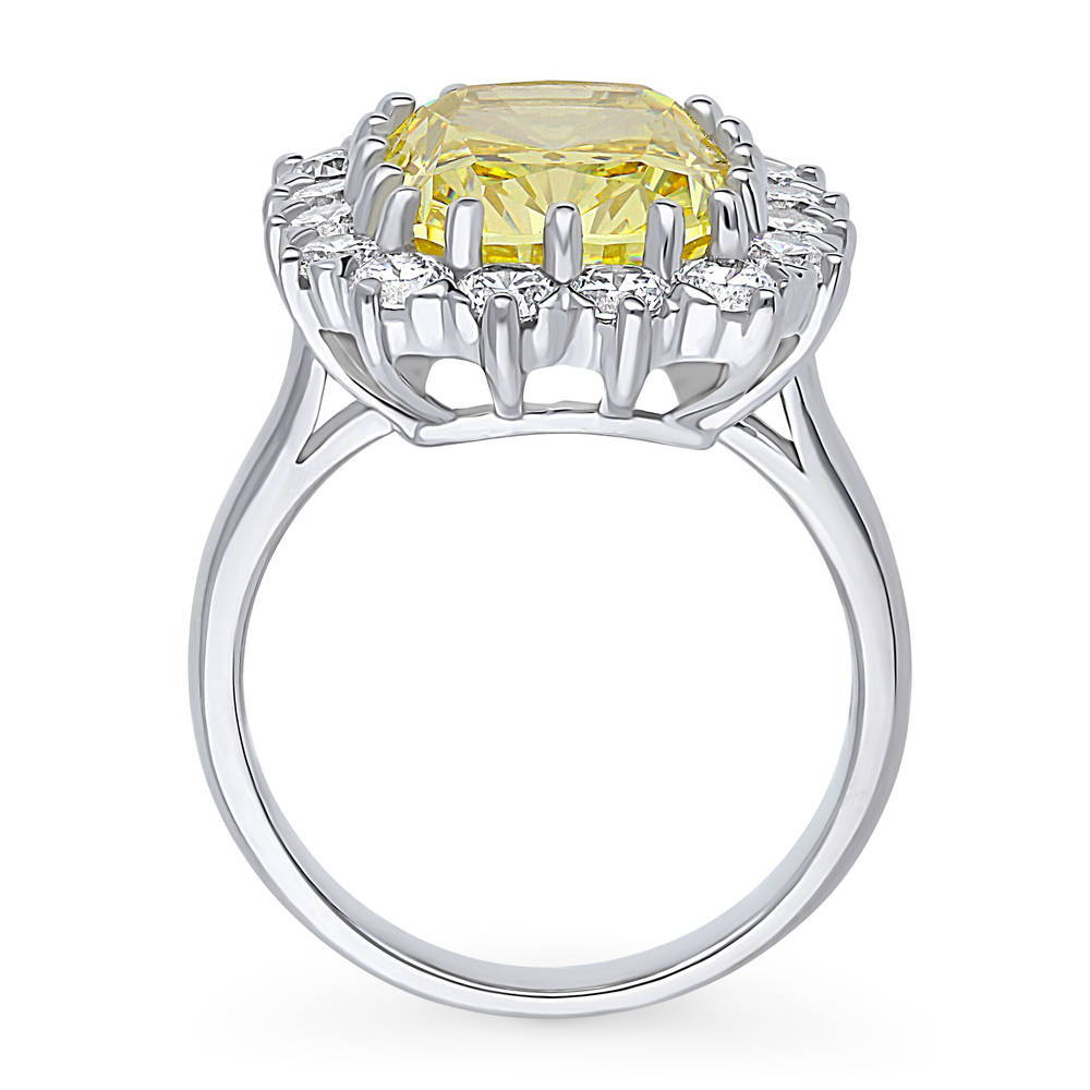 Alternate view of Halo Yellow Cushion CZ Statement Ring in Sterling Silver