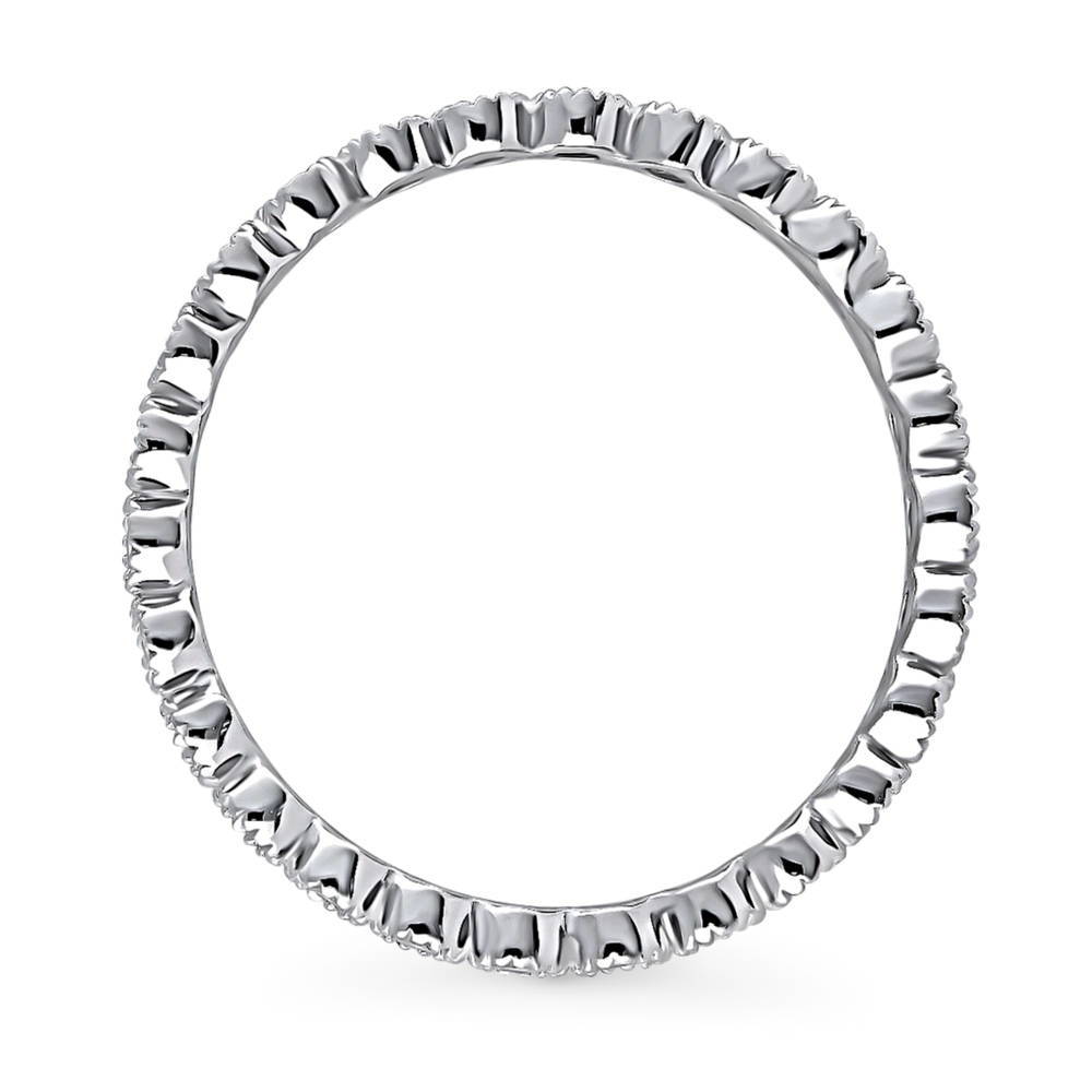 Bubble Milgrain Bezel Set CZ Eternity Ring in Sterling Silver