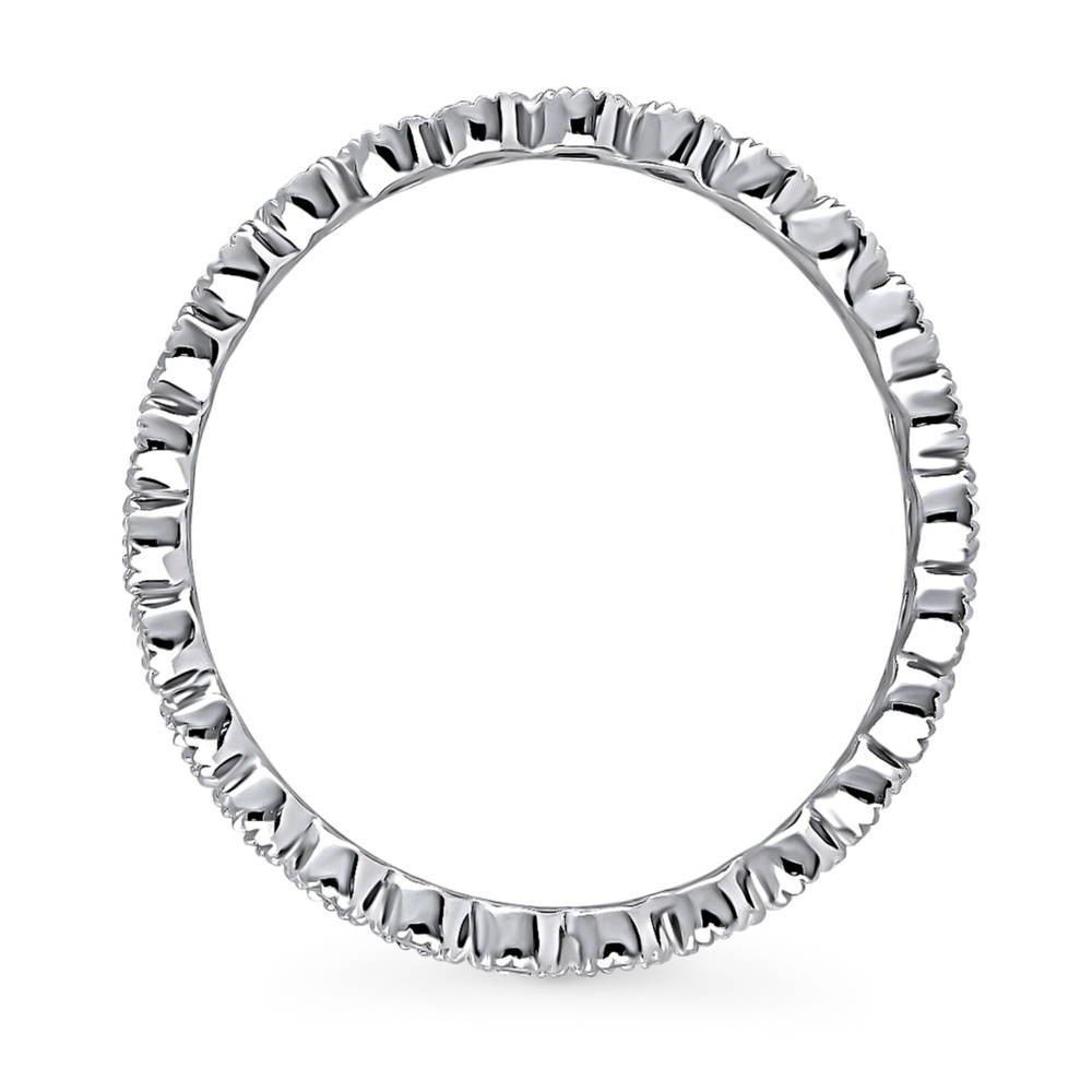 Angle view of Bubble Milgrain Bezel Set CZ Eternity Ring in Sterling Silver, 5 of 9