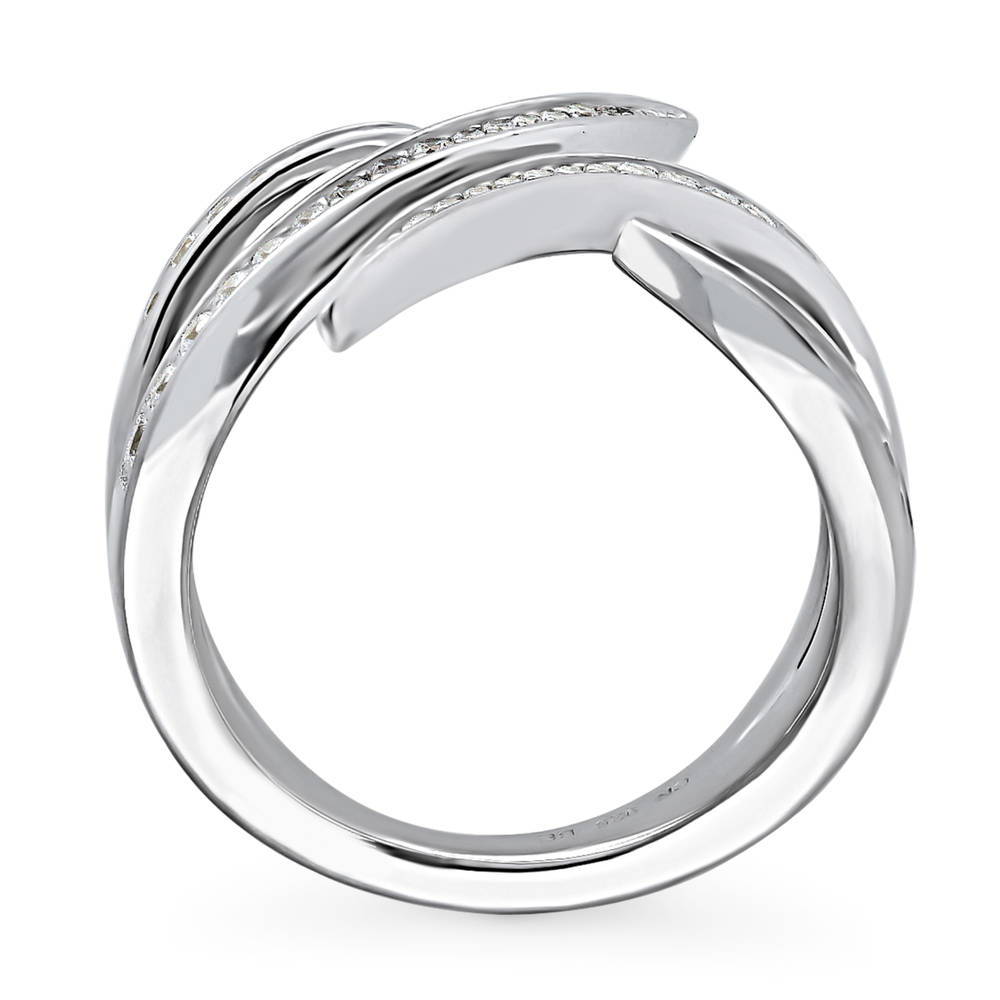 Bypass Wave CZ Ring in Sterling Silver