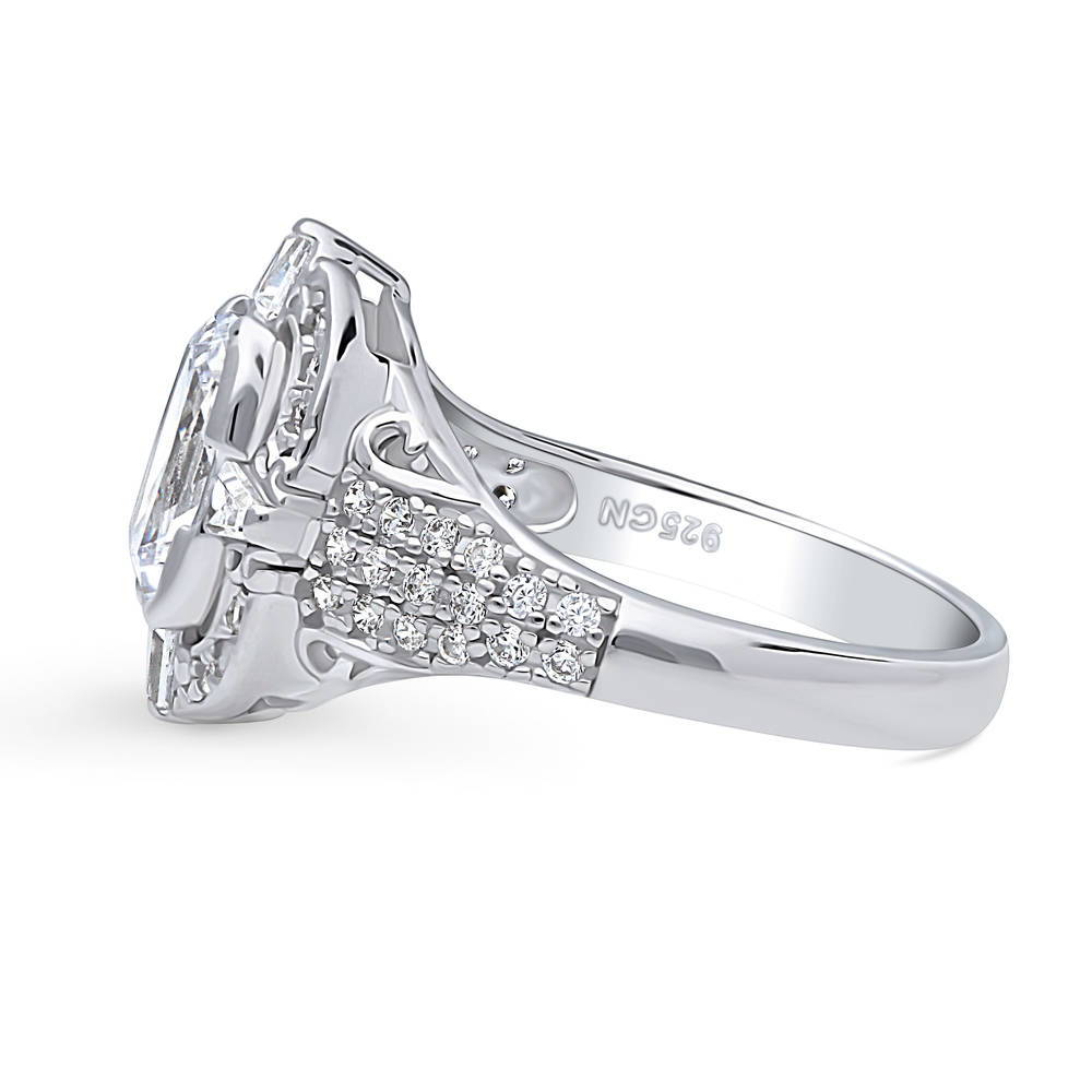 Angle view of Art Deco CZ Statement Ring in Sterling Silver, 5 of 9