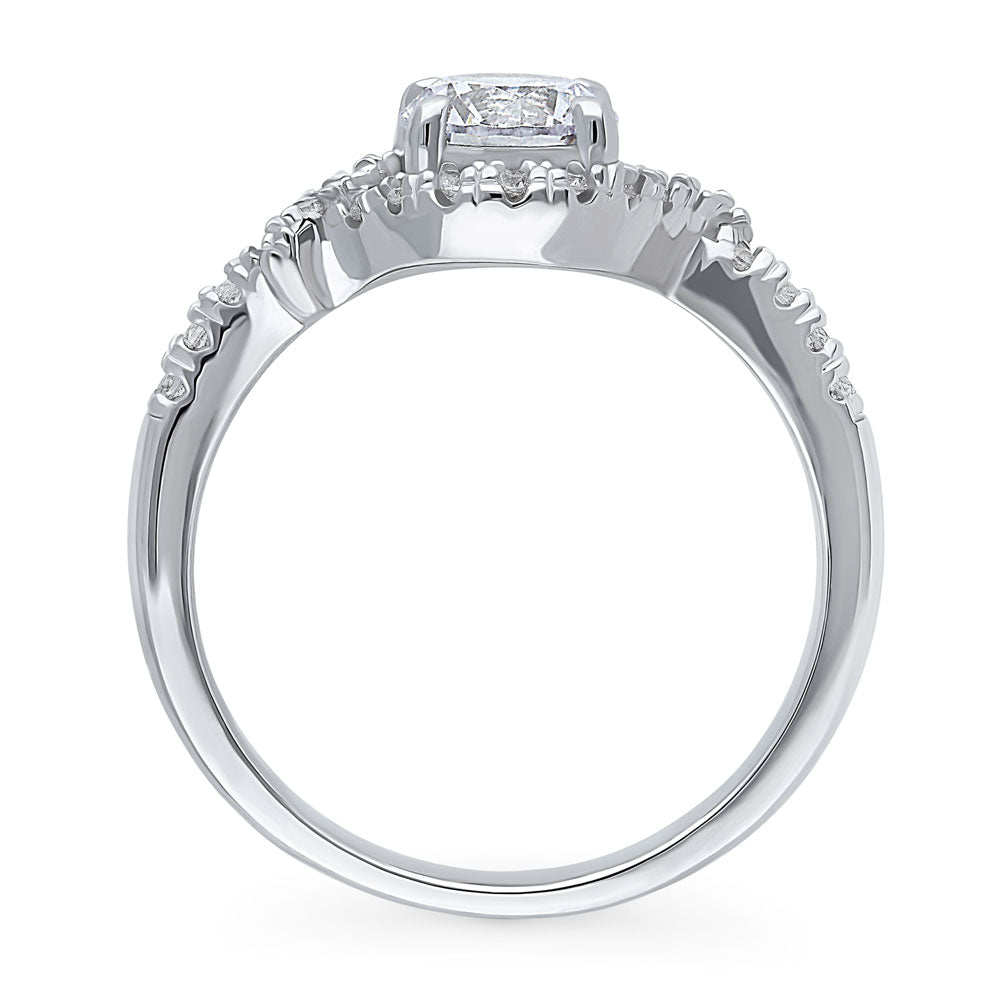 Alternate view of Woven Halo CZ Ring in Sterling Silver