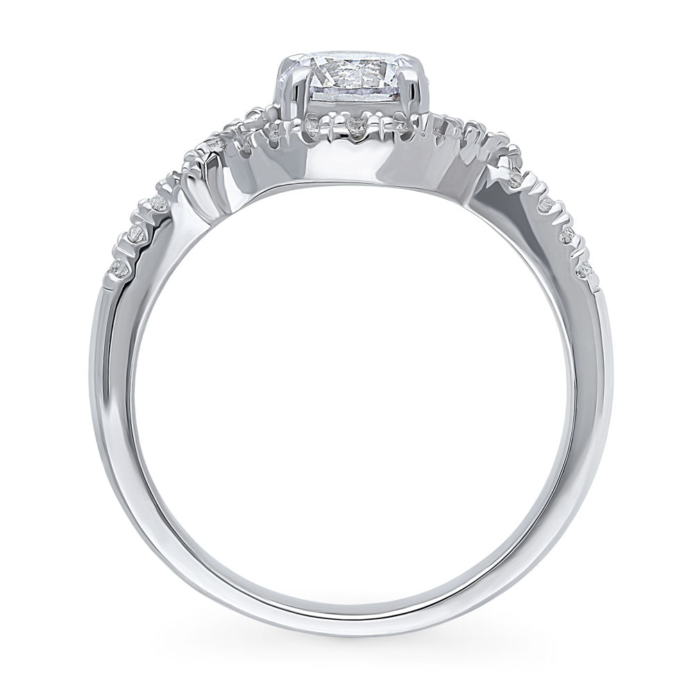 Woven Halo CZ Ring in Sterling Silver