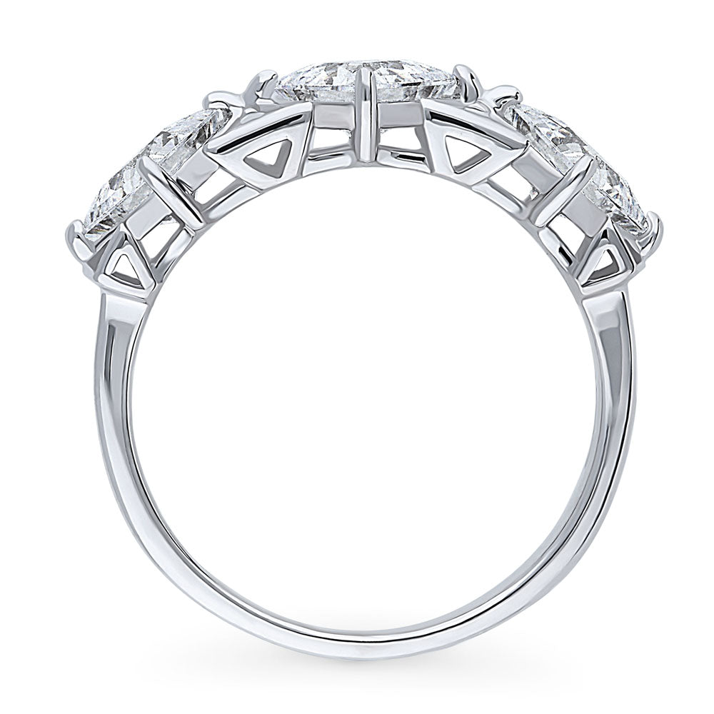 3-Stone Art Deco Princess CZ Statement Ring in Sterling Silver