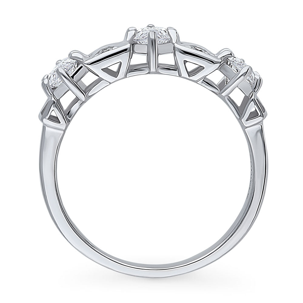 Alternate view of 3-Stone Art Deco Marquise CZ Statement Ring in Sterling Silver