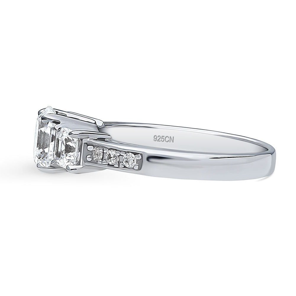 3-Stone 1.6ct Asscher CZ Ring in Sterling Silver