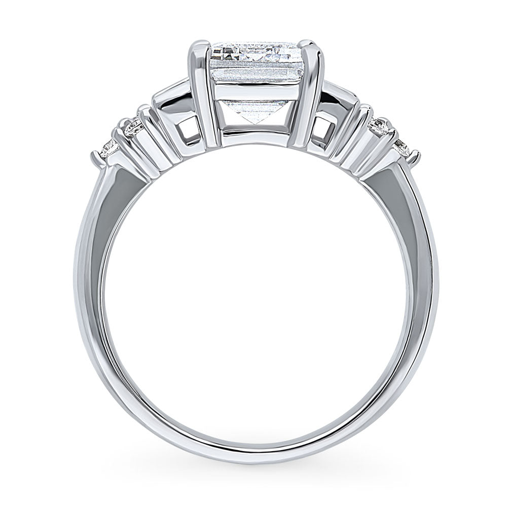 3-Stone Emerald Cut CZ Ring in Sterling Silver, 8 of 10