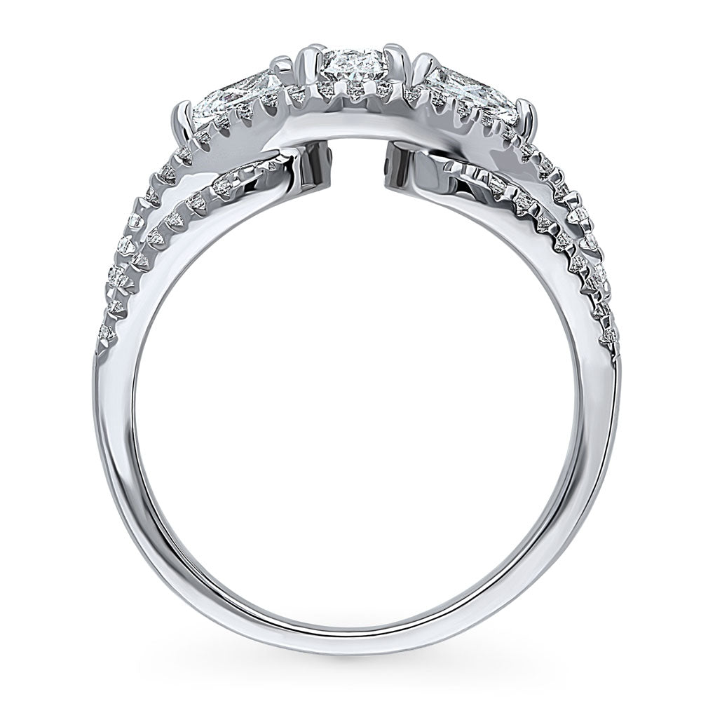 Alternate view of Woven 3-Stone CZ Ring in Sterling Silver