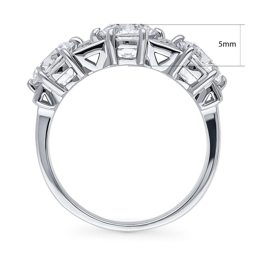 Alternate view of 3-Stone Art Deco Round CZ Statement Ring in Sterling Silver, 8 of 9