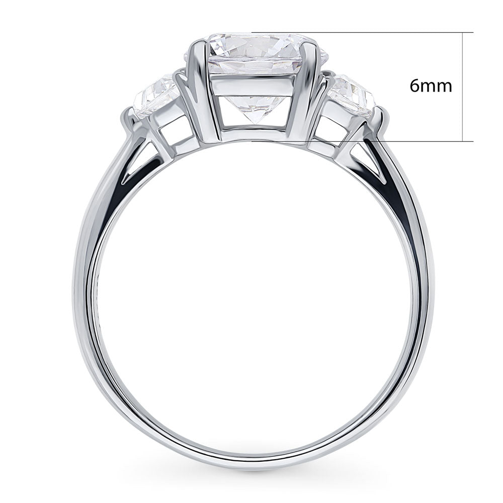 Alternate view of 3-Stone Round CZ Ring in Sterling Silver