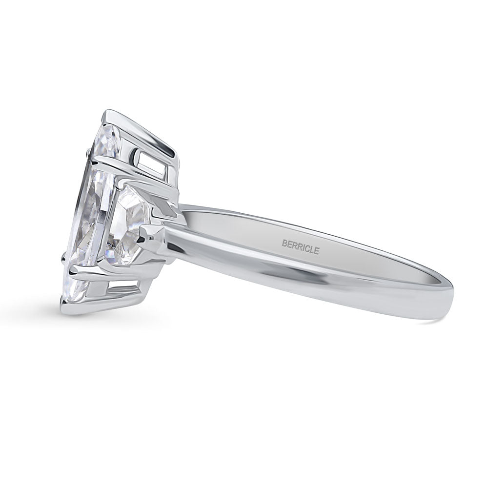 Angle view of 3-Stone Marquise CZ Ring in Sterling Silver