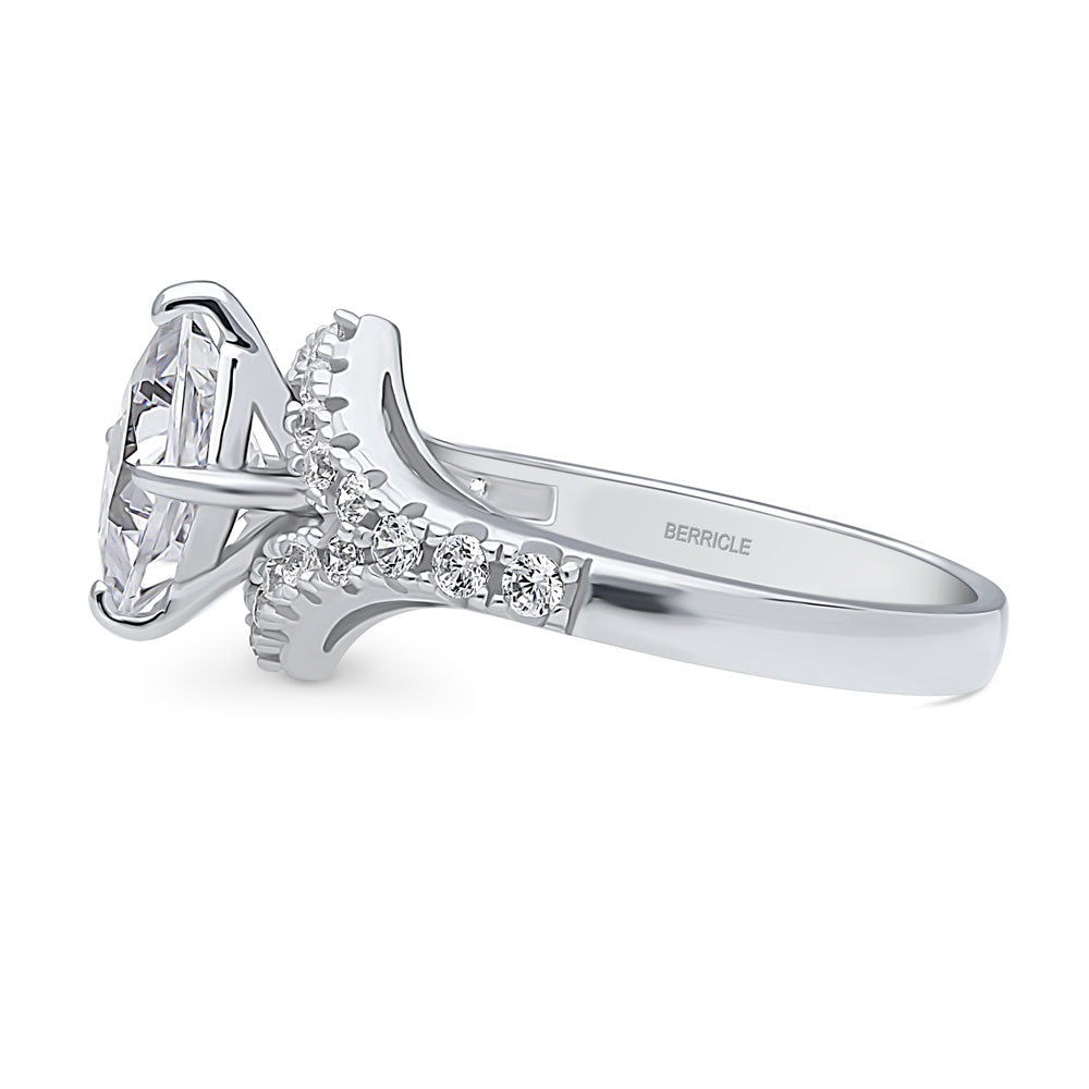 Angle view of CZ Ring in Sterling Silver