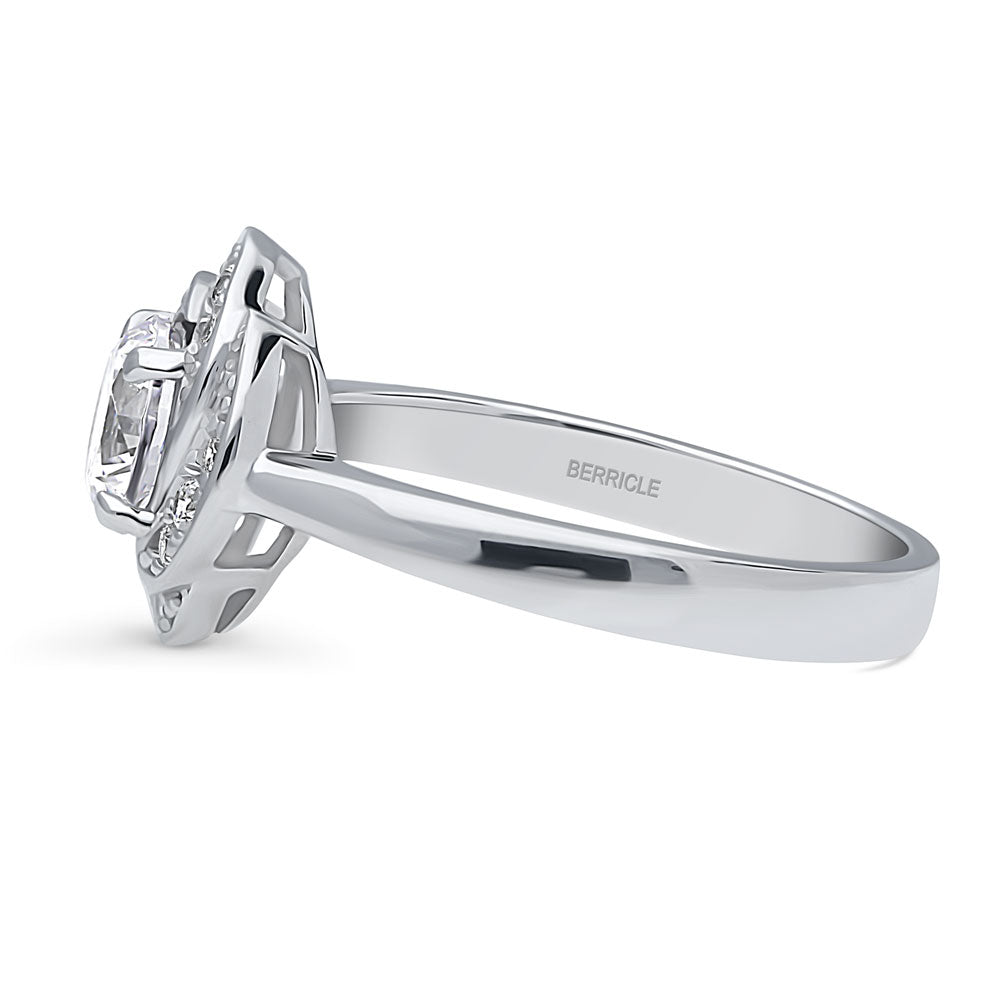 Flower Woven Halo CZ Ring in Sterling Silver