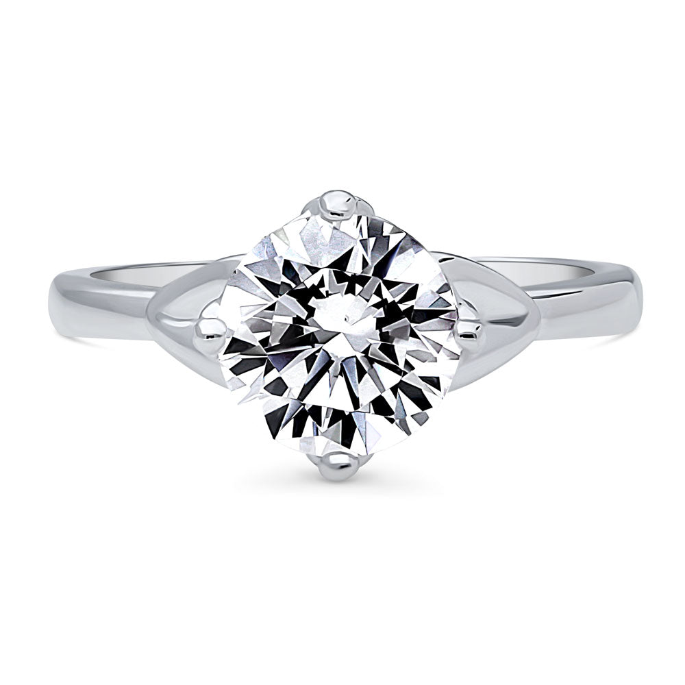 Solitaire Flower 2ct Round CZ Ring in Sterling Silver, 1 of 10