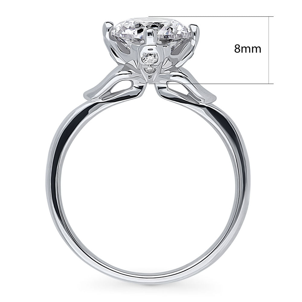Alternate view of Solitaire Flower 2ct Round CZ Ring in Sterling Silver, 7 of 9