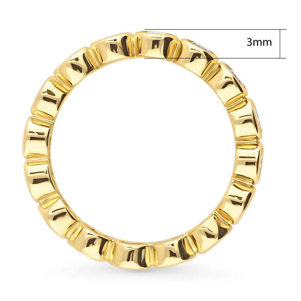 Angle view of Bubble Bezel Set CZ Eternity Ring in Gold Flashed Sterling Silver