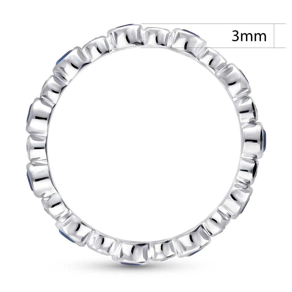Angle view of Bubble Bezel Set CZ Eternity Ring in Sterling Silver
