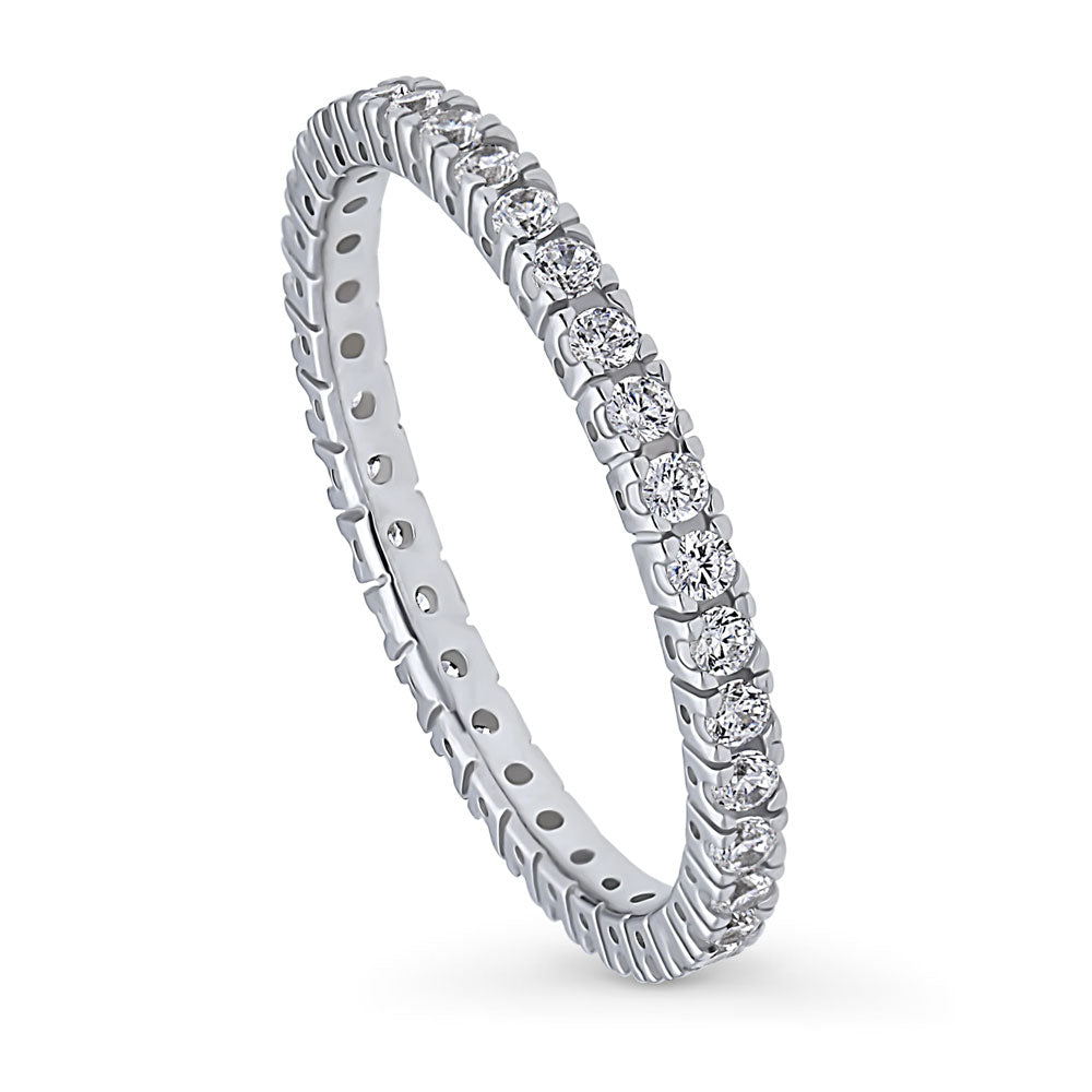 Front view of CZ Eternity Ring in Sterling Silver