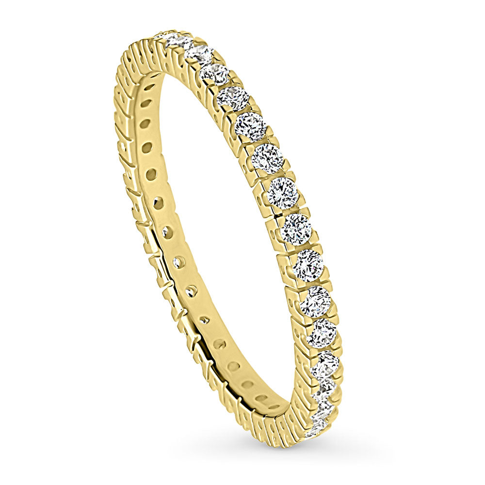 Front view of CZ Eternity Ring in Gold Flashed Sterling Silver