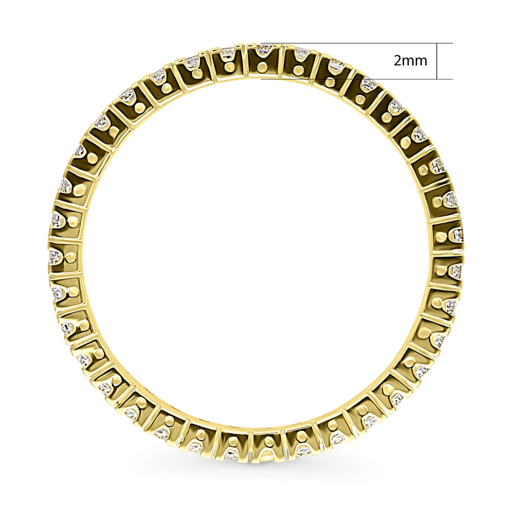 Angle view of CZ Eternity Ring in Gold Flashed Sterling Silver