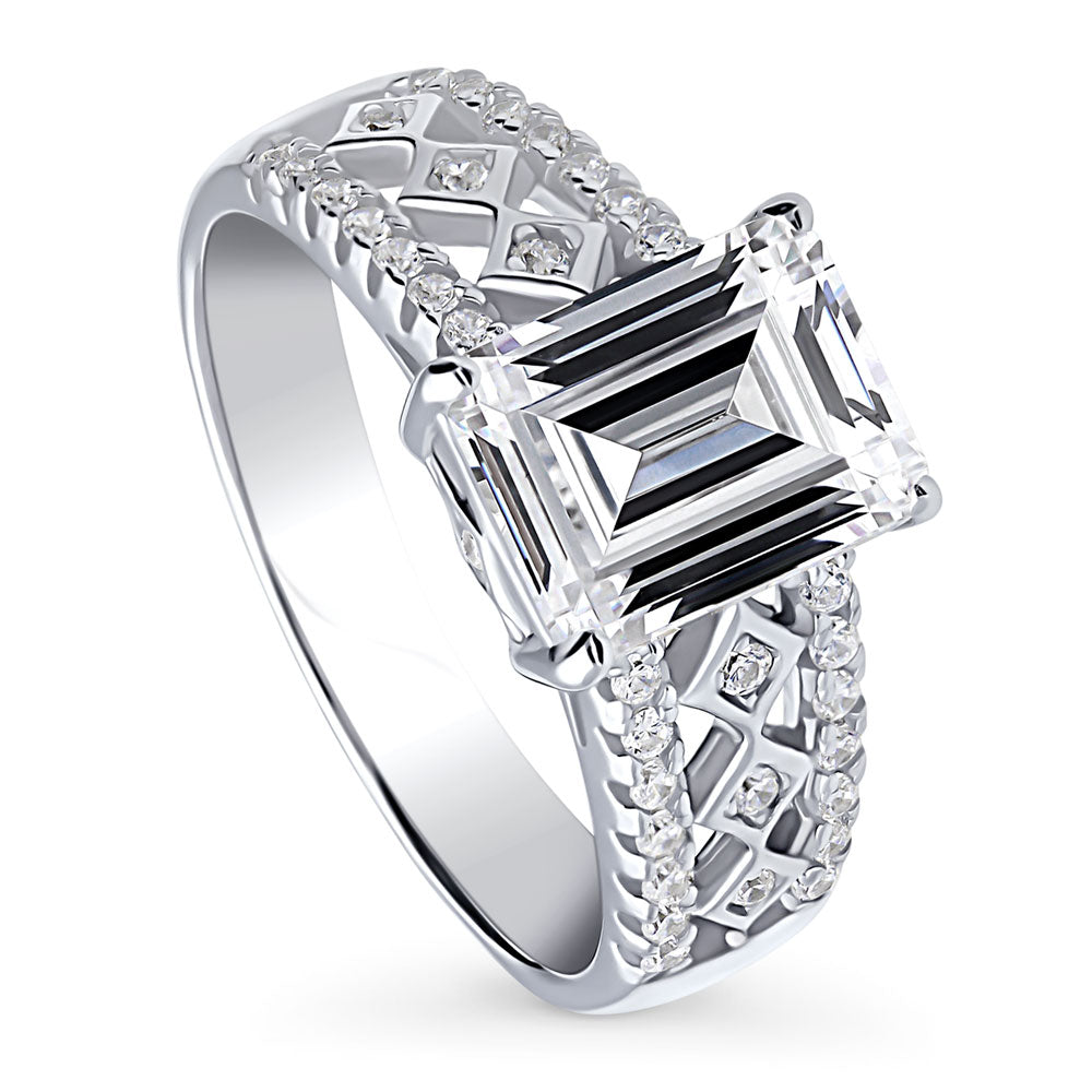 Front view of Art Deco CZ Ring in Sterling Silver, 3 of 9