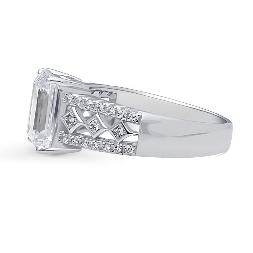 Angle view of Art Deco CZ Ring in Sterling Silver, 4 of 9
