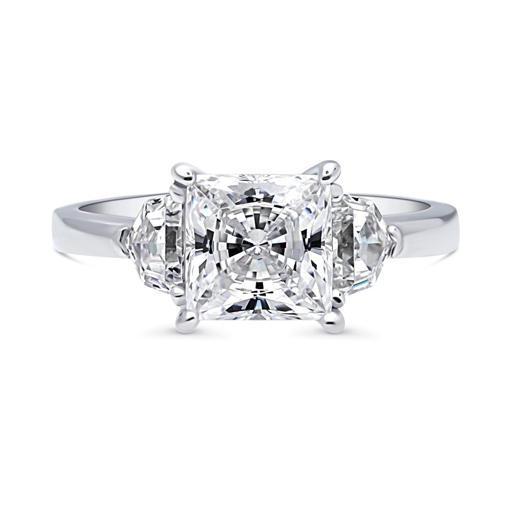 3-Stone Princess CZ Ring in Sterling Silver