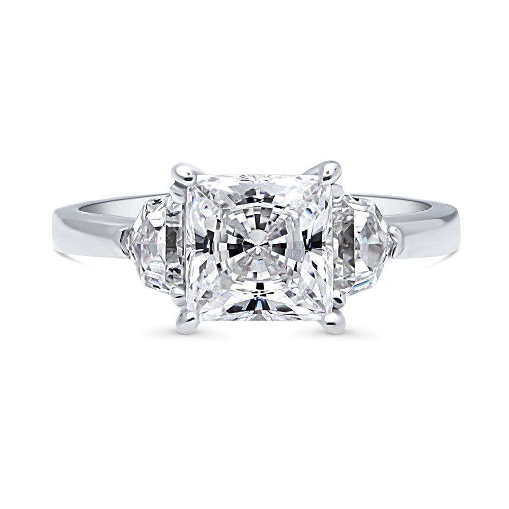 3-Stone Princess CZ Ring in Sterling Silver, 1 of 9