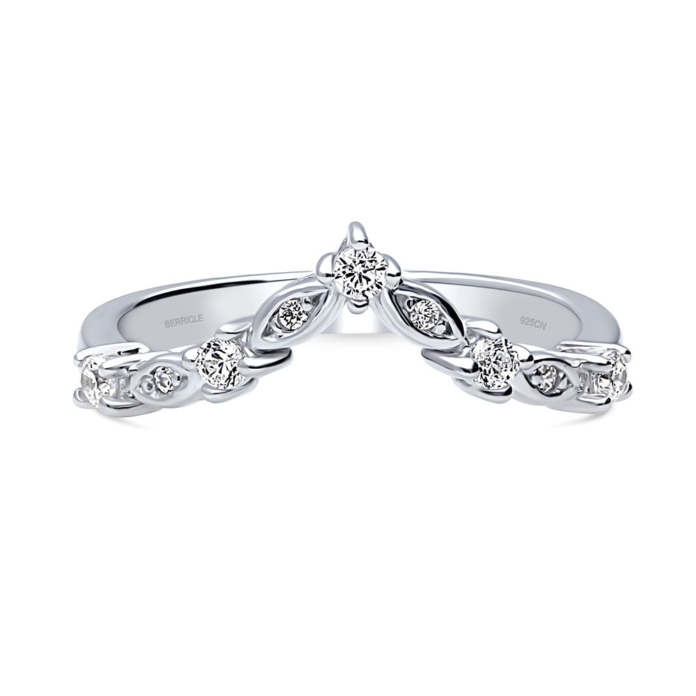 Wishbone Chevron CZ Curved Band in Sterling Silver, 1 of 8