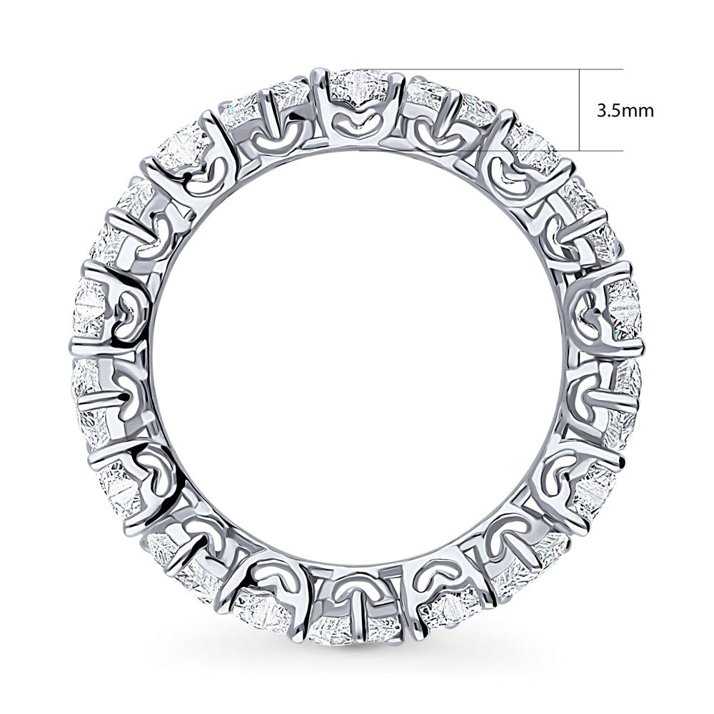Angle view of Heart CZ Eternity Ring in Sterling Silver