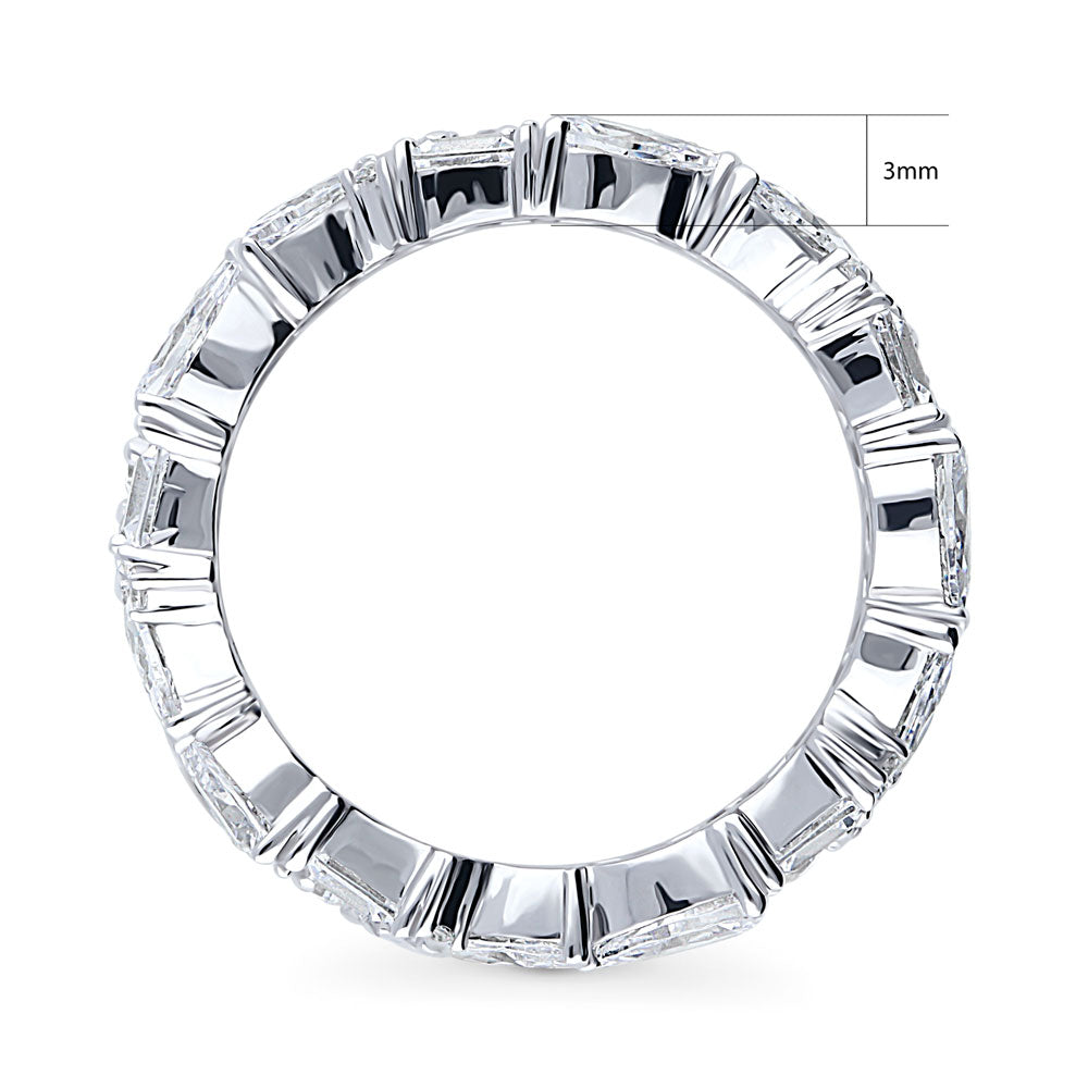 Angle view of Cluster Pear CZ Statement Eternity Ring in Sterling Silver