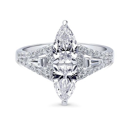 2-Stone Art Deco CZ Ring in Sterling Silver