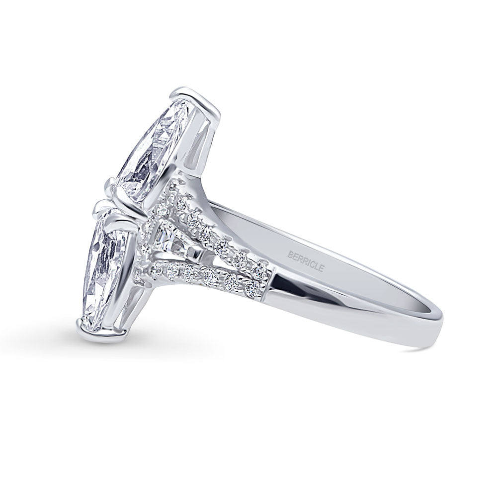 Angle view of 2-Stone Art Deco CZ Ring in Sterling Silver
