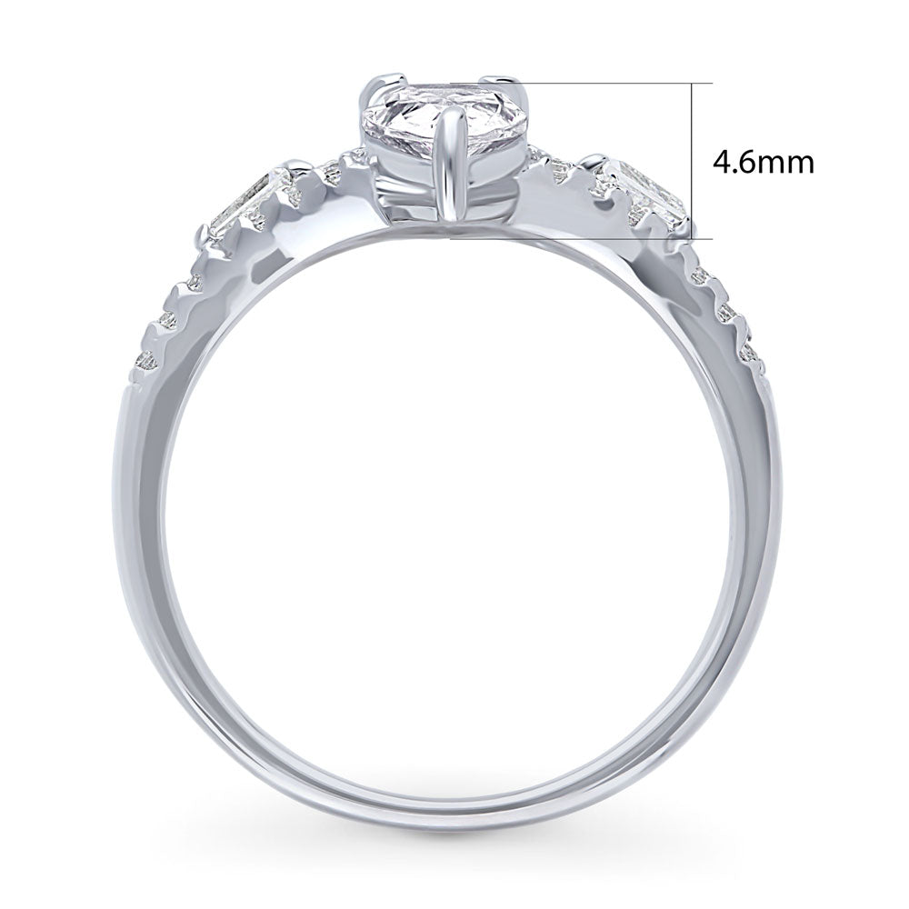 Alternate view of 2-Stone Art Deco CZ Ring in Sterling Silver