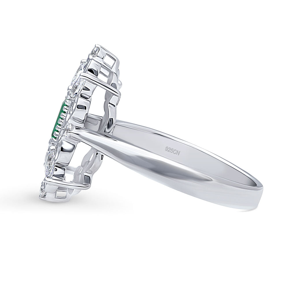 Angle view of Art Deco Filigree CZ Ring in Sterling Silver
