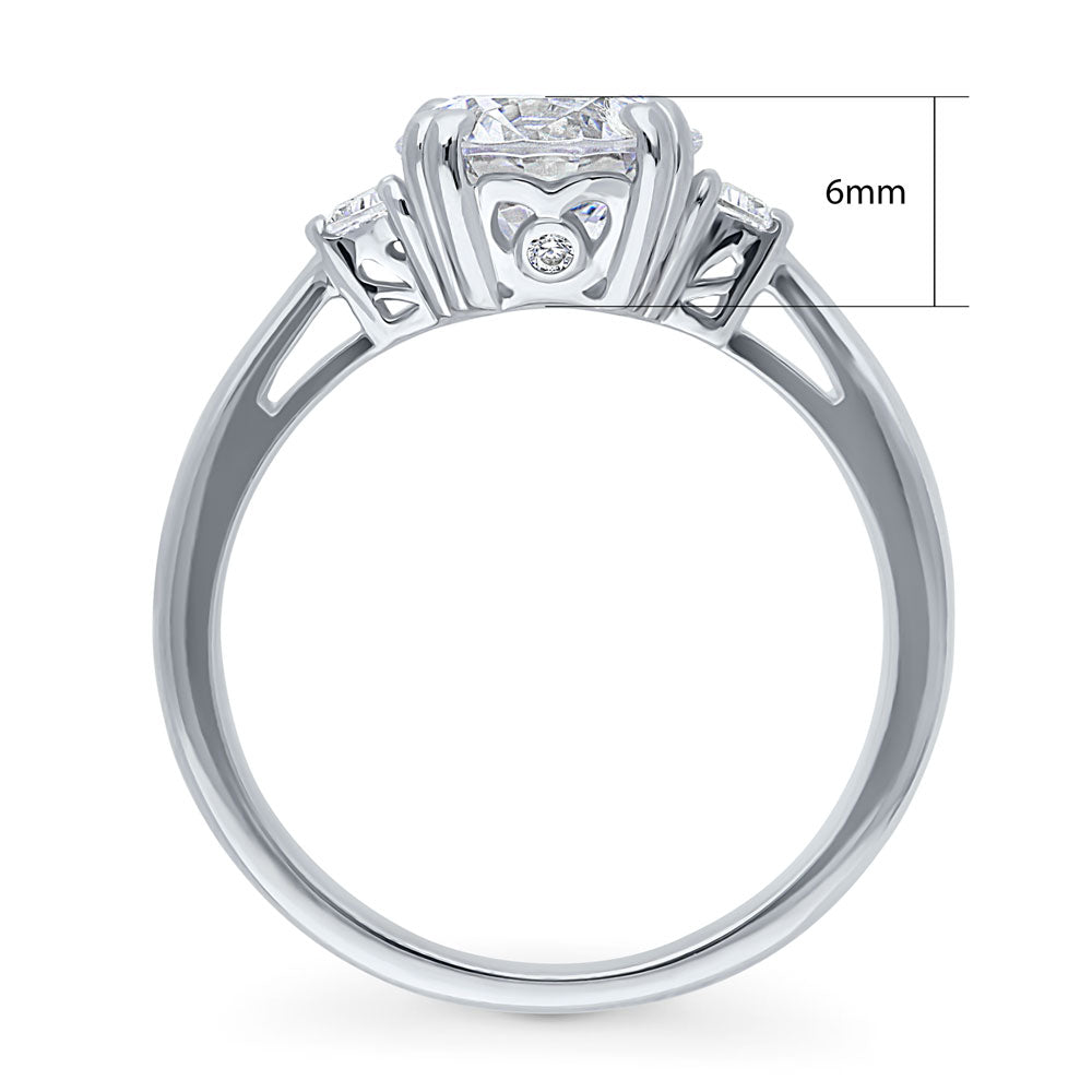 Alternate view of 3-Stone Round CZ Ring in Sterling Silver