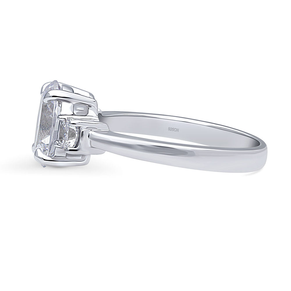 Angle view of 3-Stone Oval CZ Ring in Sterling Silver