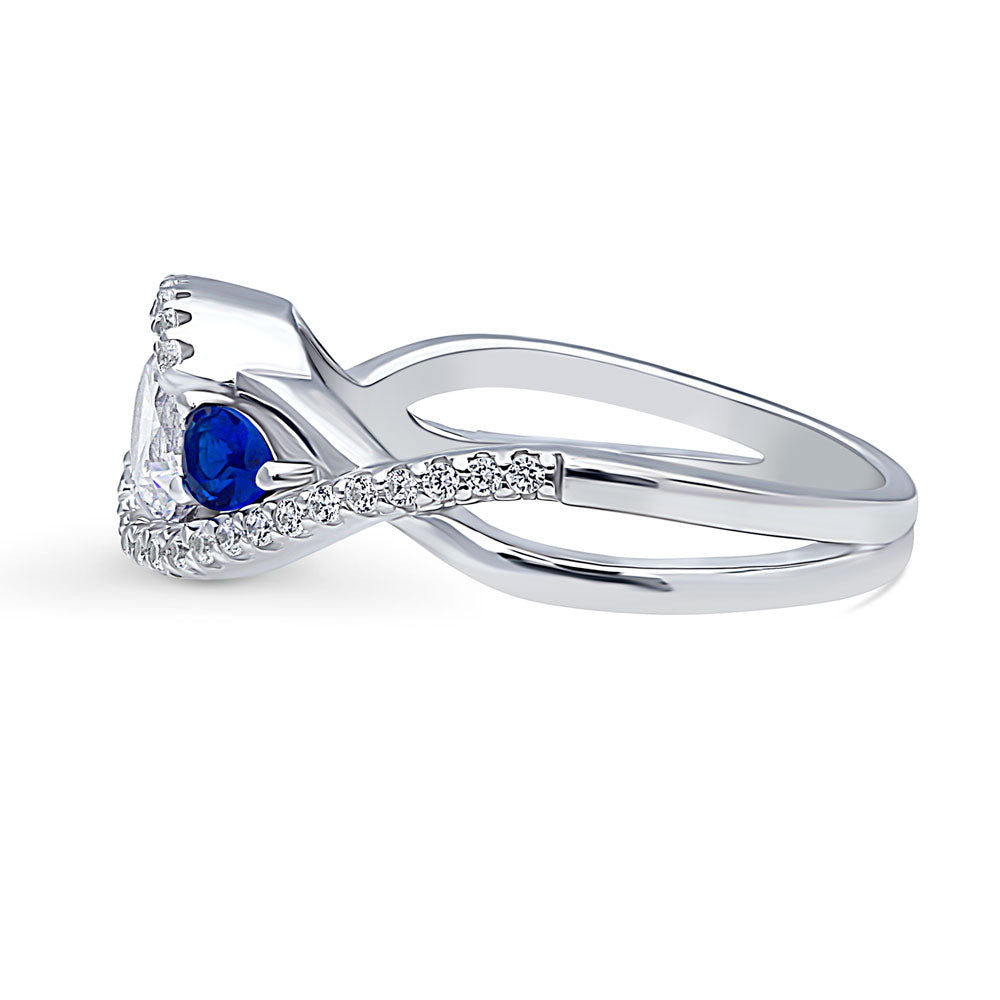 3-Stone Woven Bypass 0.8ct CZ Ring in Sterling Silver