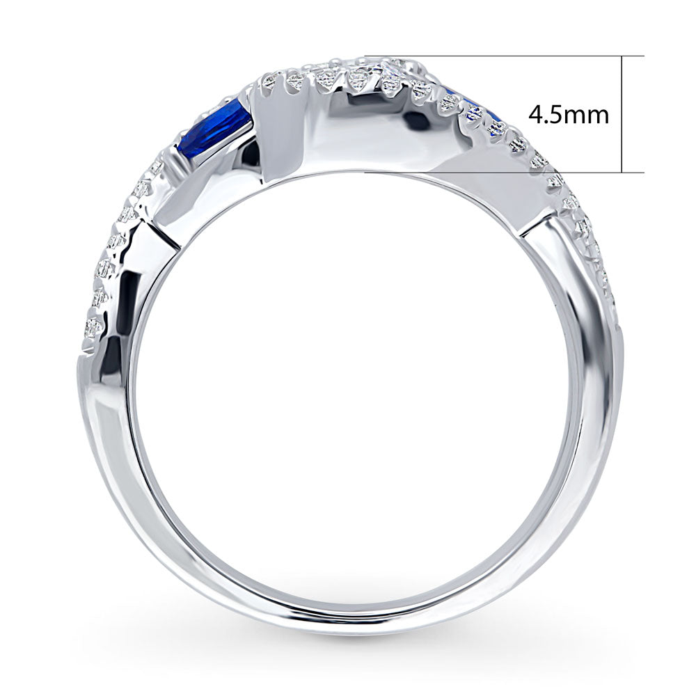 Alternate view of 3-Stone Woven Round CZ Ring in Sterling Silver