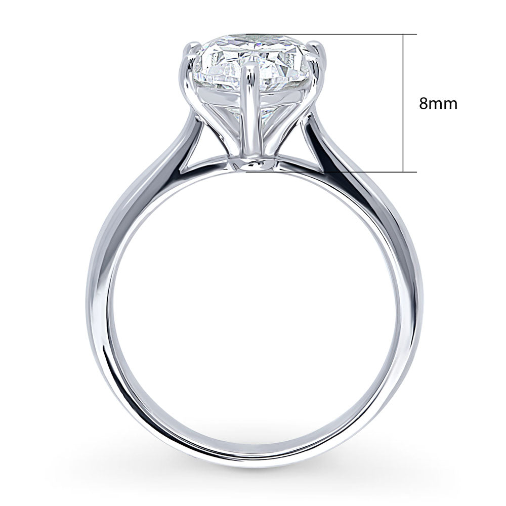Alternate view of Solitaire 3ct Oval CZ Ring in Sterling Silver