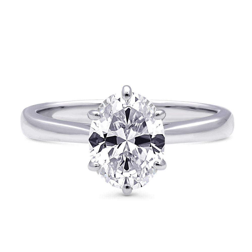 Solitaire 1.8ct Oval CZ Ring in Sterling Silver, 1 of 9